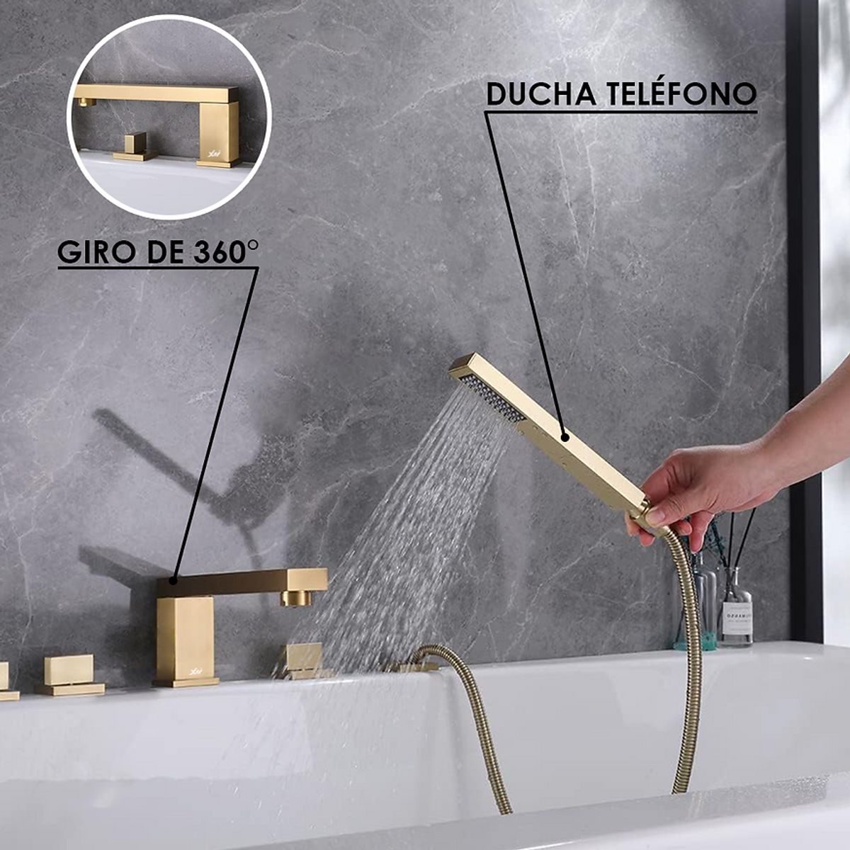 XM - MEZCLADORA PARA TINA DE BAÑO DORADO MY314807