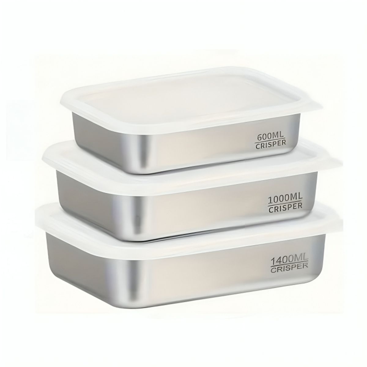 GENERICO - Set 3 Táper de Almacenamiento Alimentos Herméticas de Acero Inoxidable