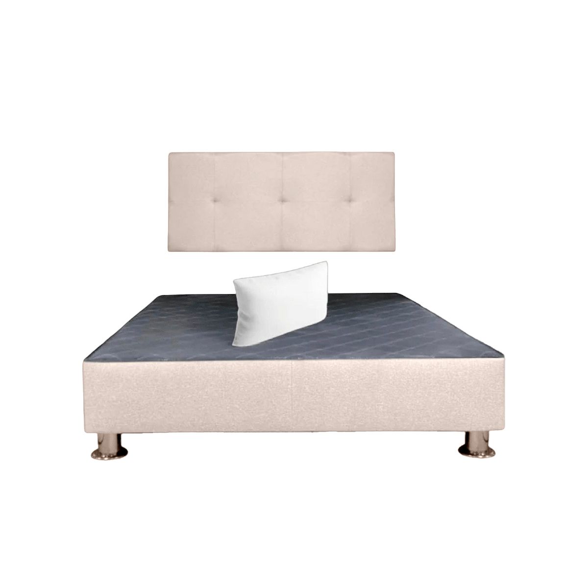 MUEBLES MACRUMO - Cama tapizada Brisa - 1.5 Plz - Tela Antifluido Beige + Almohada