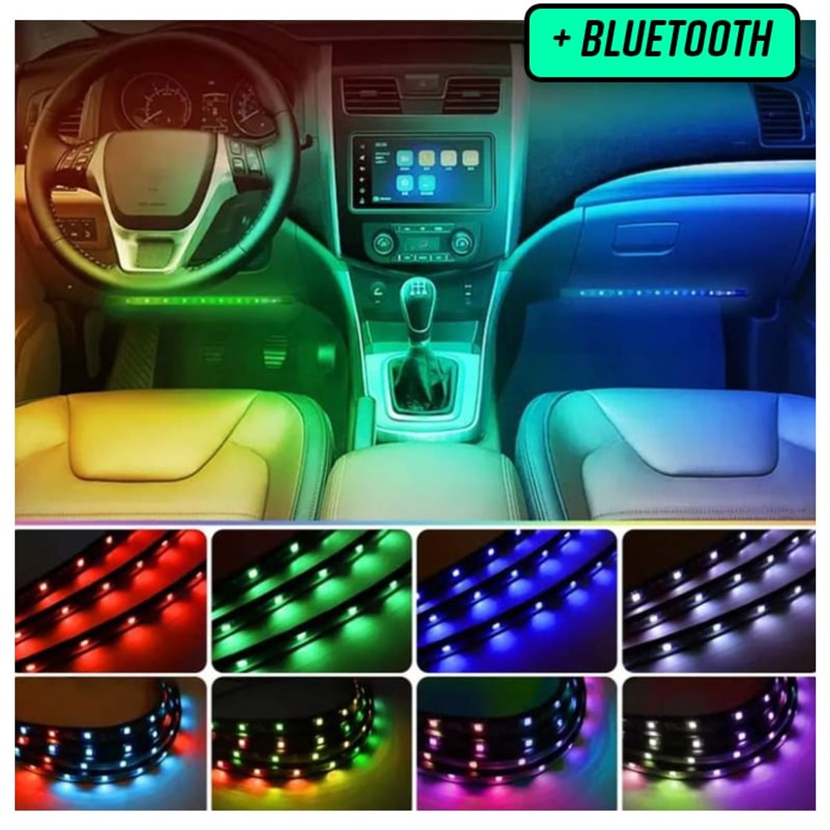 SEISA - Luces Led para Interior de Auto Luz Carro con Bluetooth