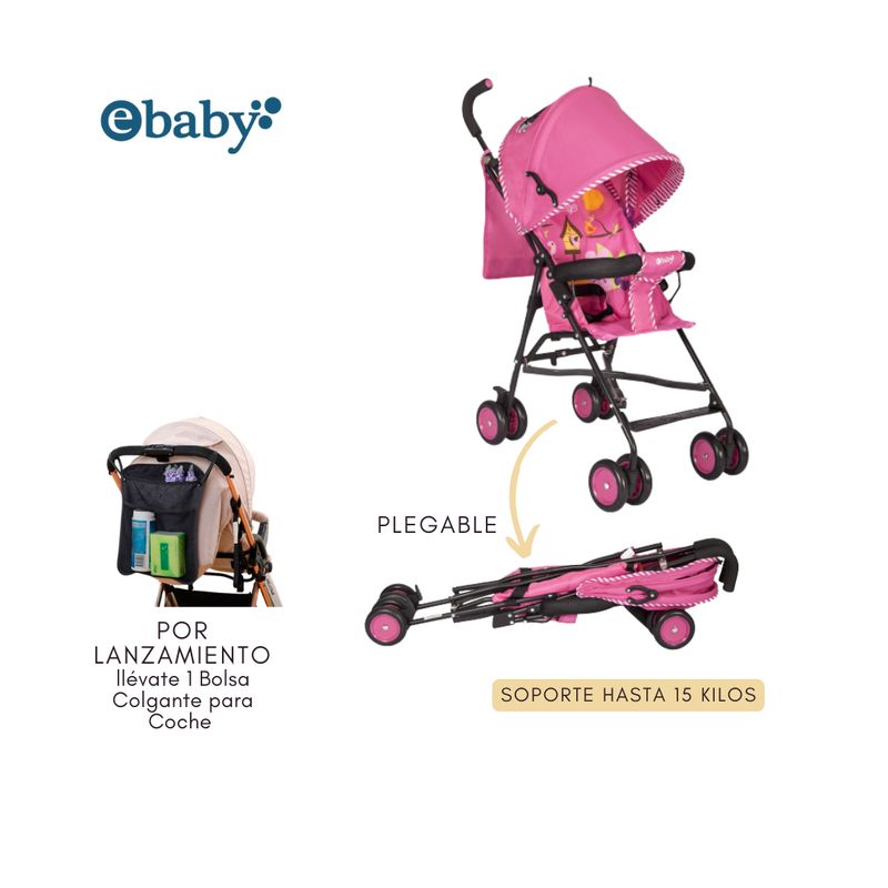 EBABY - Coche Bastón Practico y Liviano Fresh Style EB2011-1 Rosado