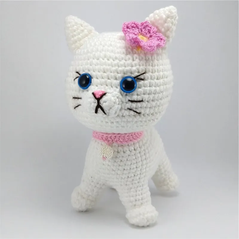 GENERICO - Gata blanca amigurumi 16cm peluche adorno