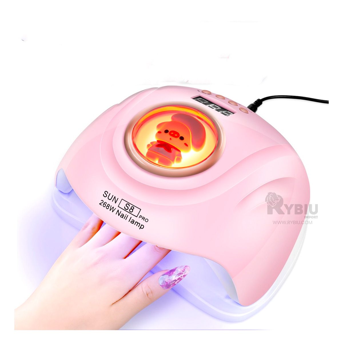 RYBIU IMPORT - Lampara Secadora para Uñas Chancho Rosado Y+Regalo Agendita