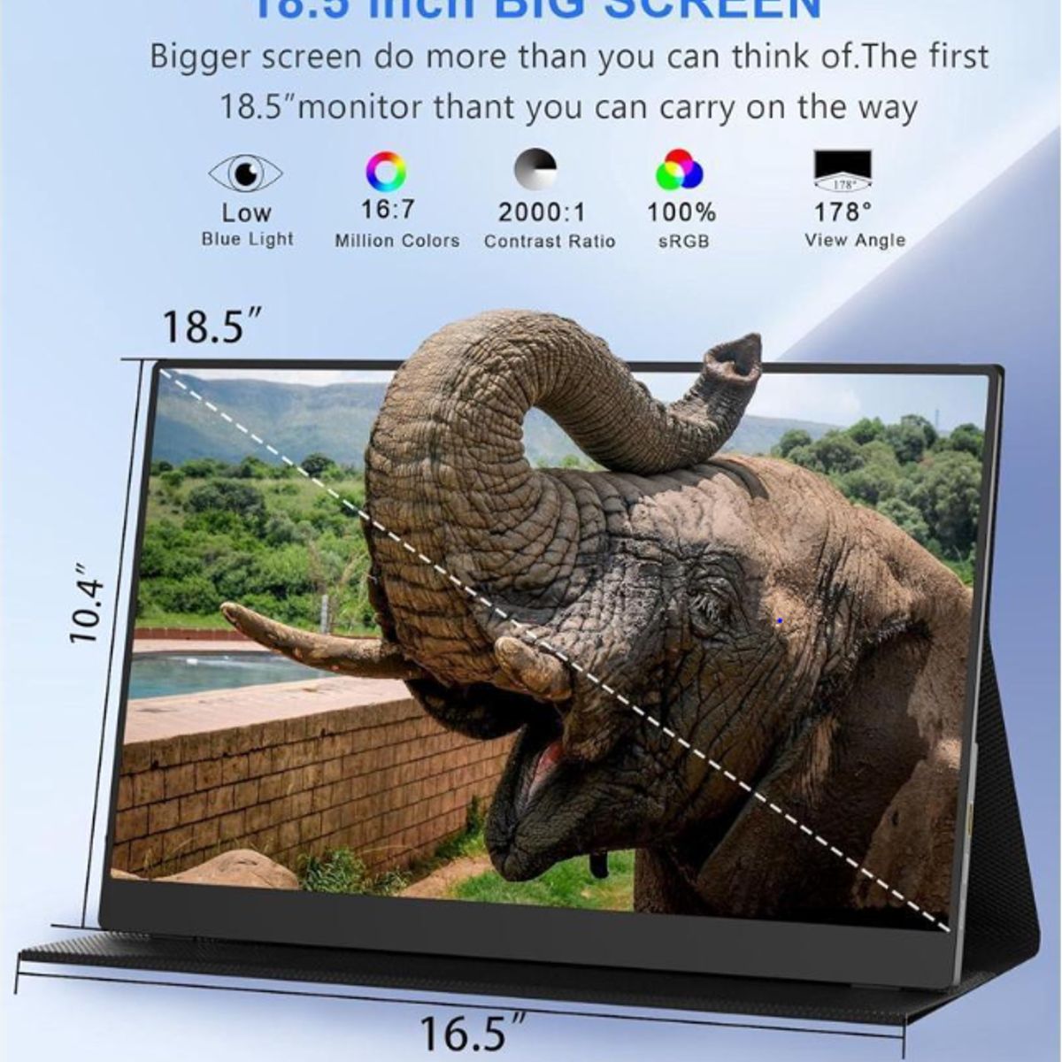 REHISK - Monitor Portátil 18.5 FHD - para PC o consolas Full Cover