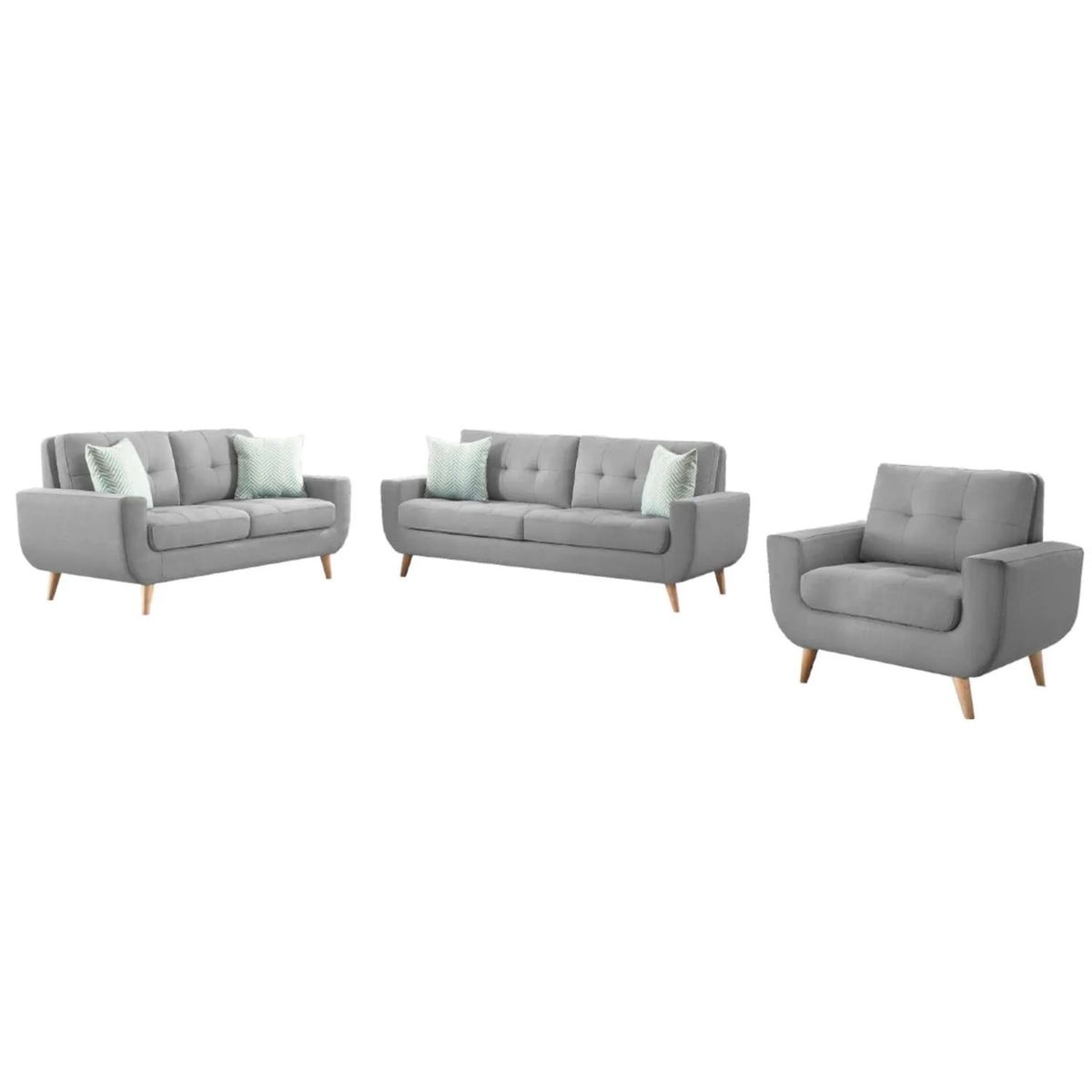 GENERICO - Juego de Sala Micaela 3-2-1 Gris Plata