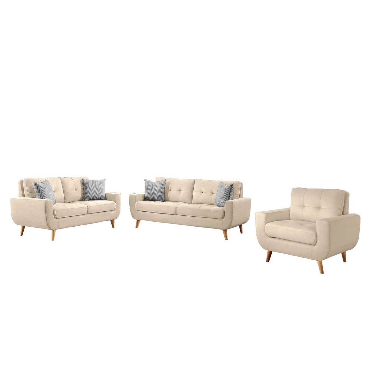 GENERICO - Juego de Sala Micaela 3-2-1 Beige Claro