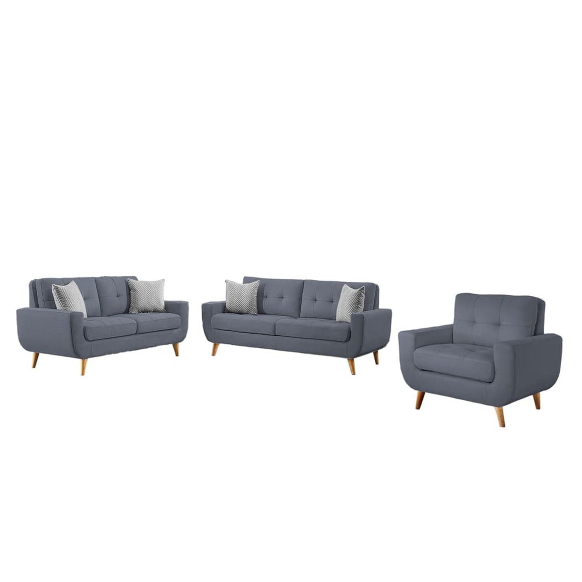 GENERICO - Juego de Sala Micaela 3-2-1 Gris Oscuro