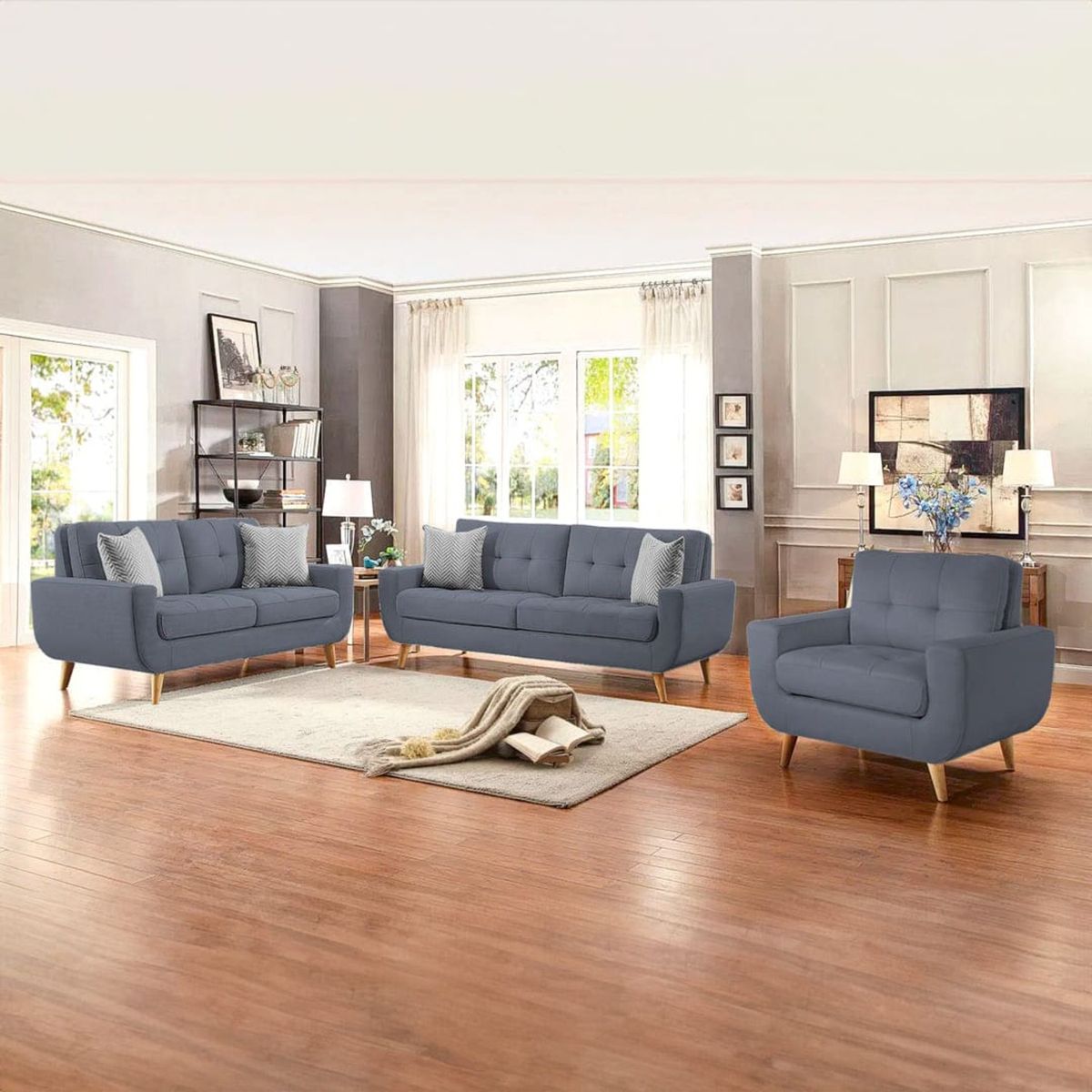 GENERICO - Juego de Sala Micaela 3-2-1 Gris Oscuro