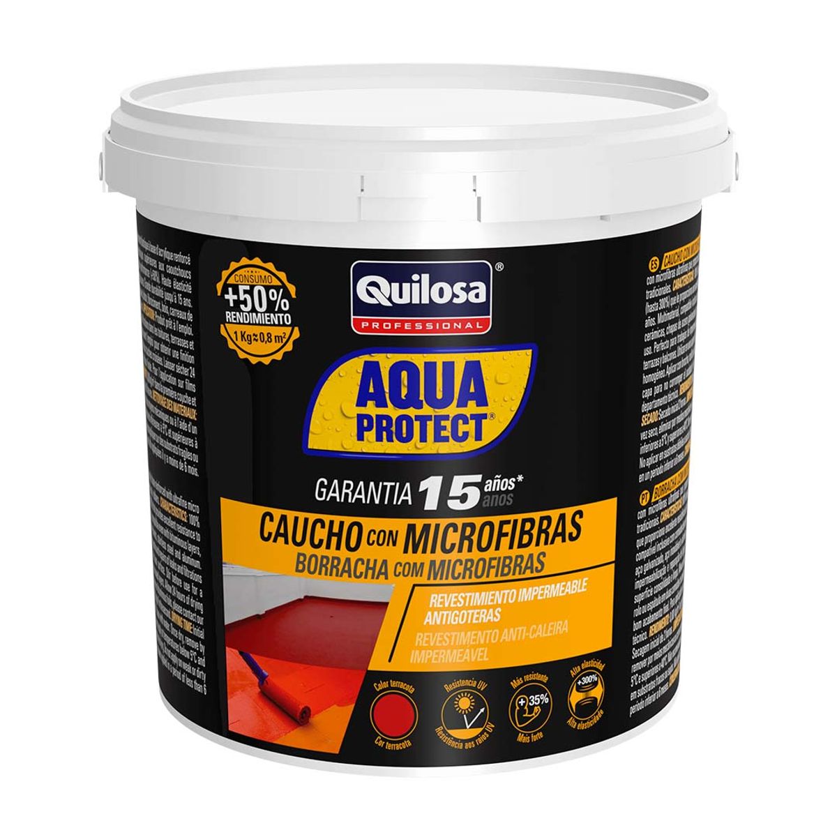 QUILOSA - Impermeabilizante Caucho Microfibras 20 kg Terracota Quilosa