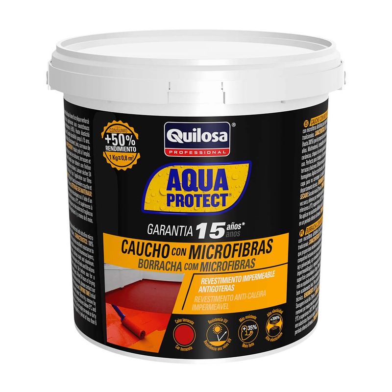 QUILOSA - Impermeabilizante Caucho Microfibras 20 kg Terracota Quilosa