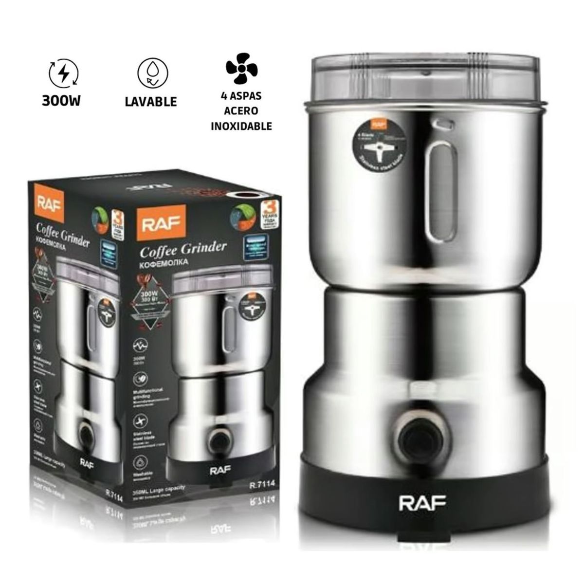 RAFF - Molinillo Eléctrico Premium Tornado™ (RAF) 4 Aspas 300 Watts