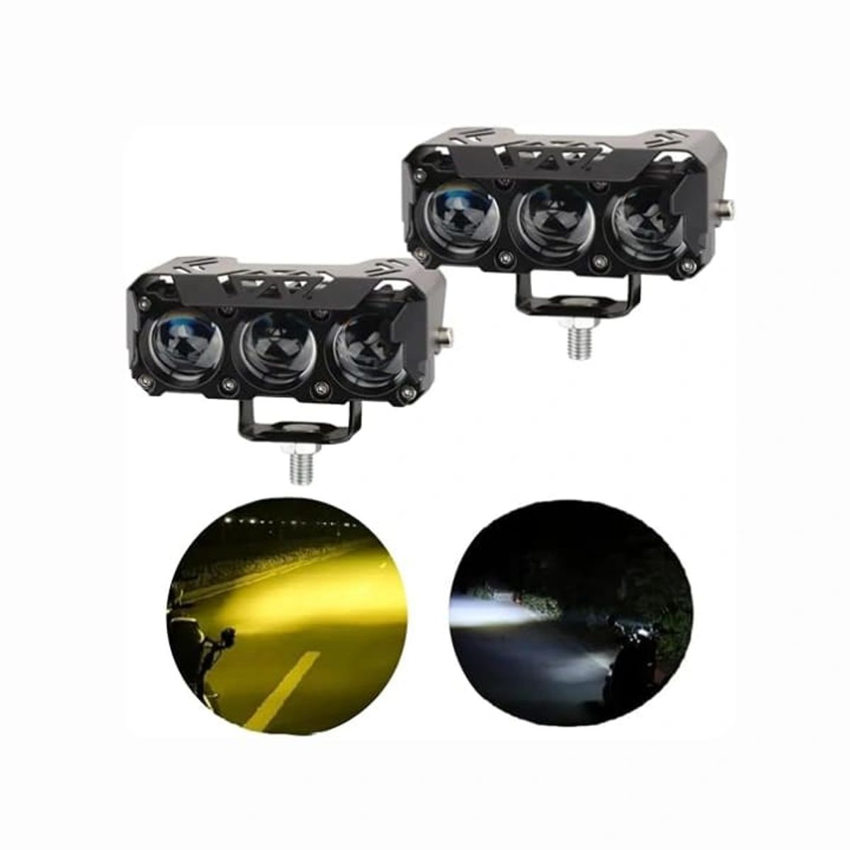 GENERICO - Faros Auxiliar Doble Color Lupa 3 Puntos