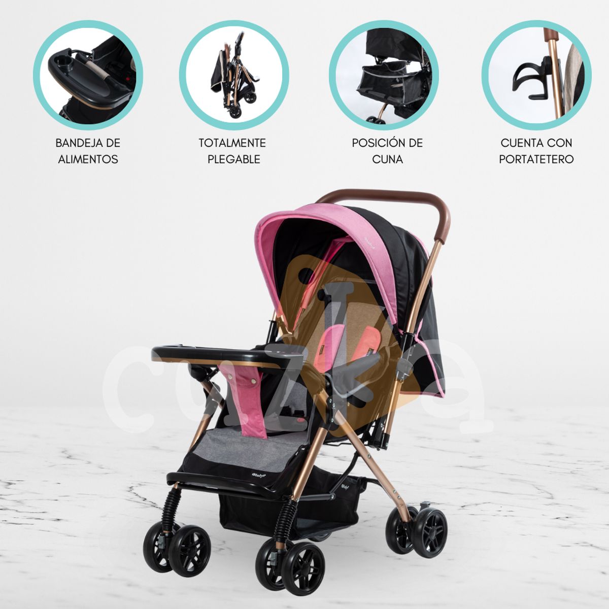 EBABY - Coche Cuna para bebé «BON» Pink