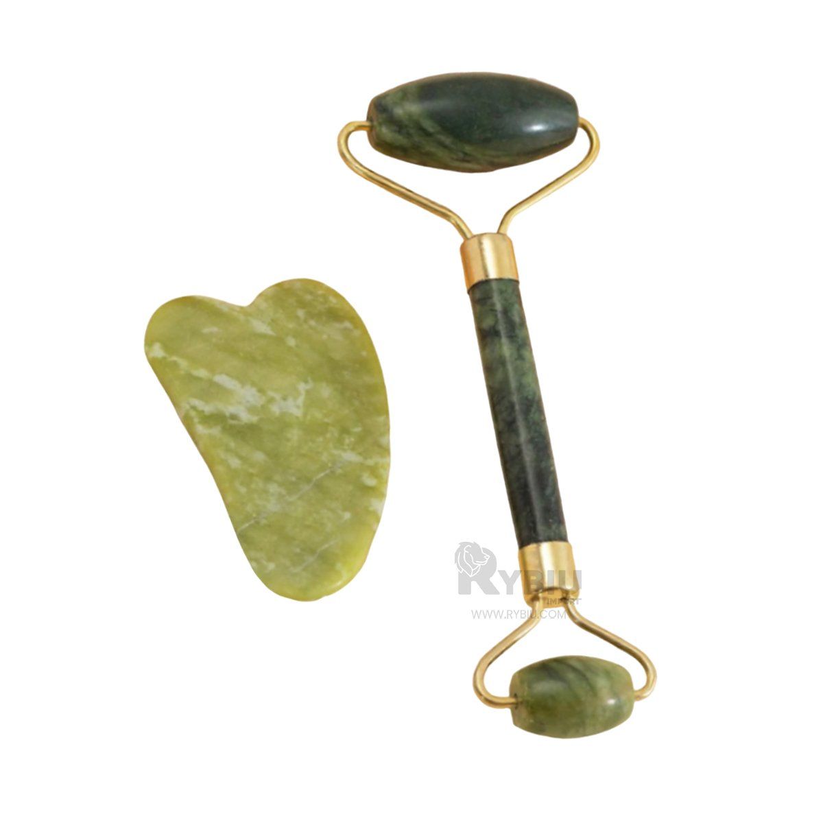 RYBIU IMPORT - Masajeador Piedra Jade para Masajes Verde Y+Papel de Regalo