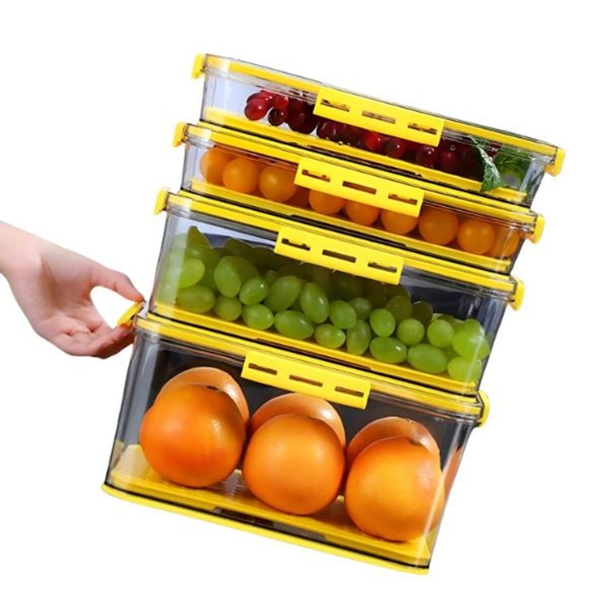 GENERICO - Set De 4 Tápers Herméticos De Calidad Premium Amarillo