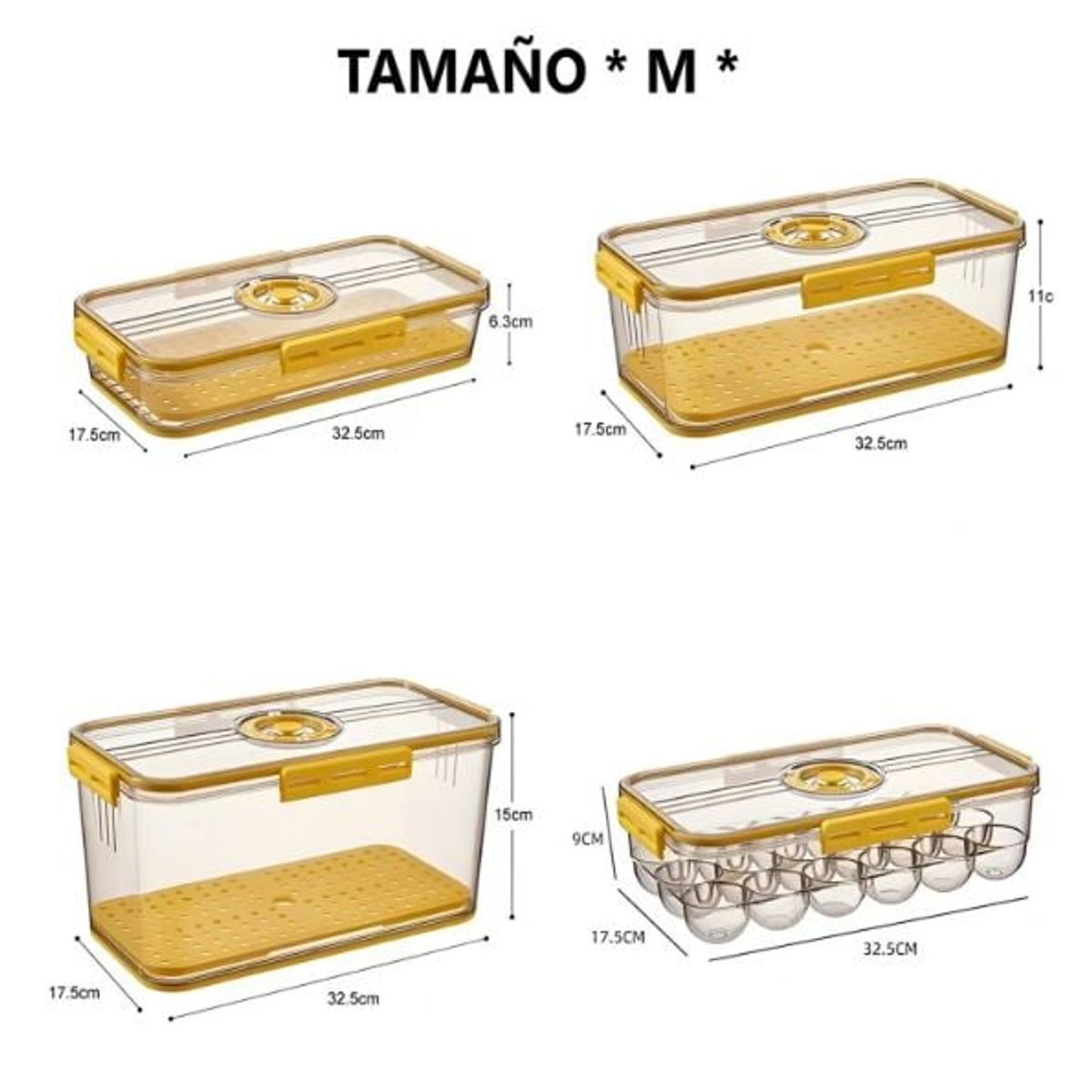 GENERICO - Set De 4 Tápers Herméticos De Calidad Premium Amarillo