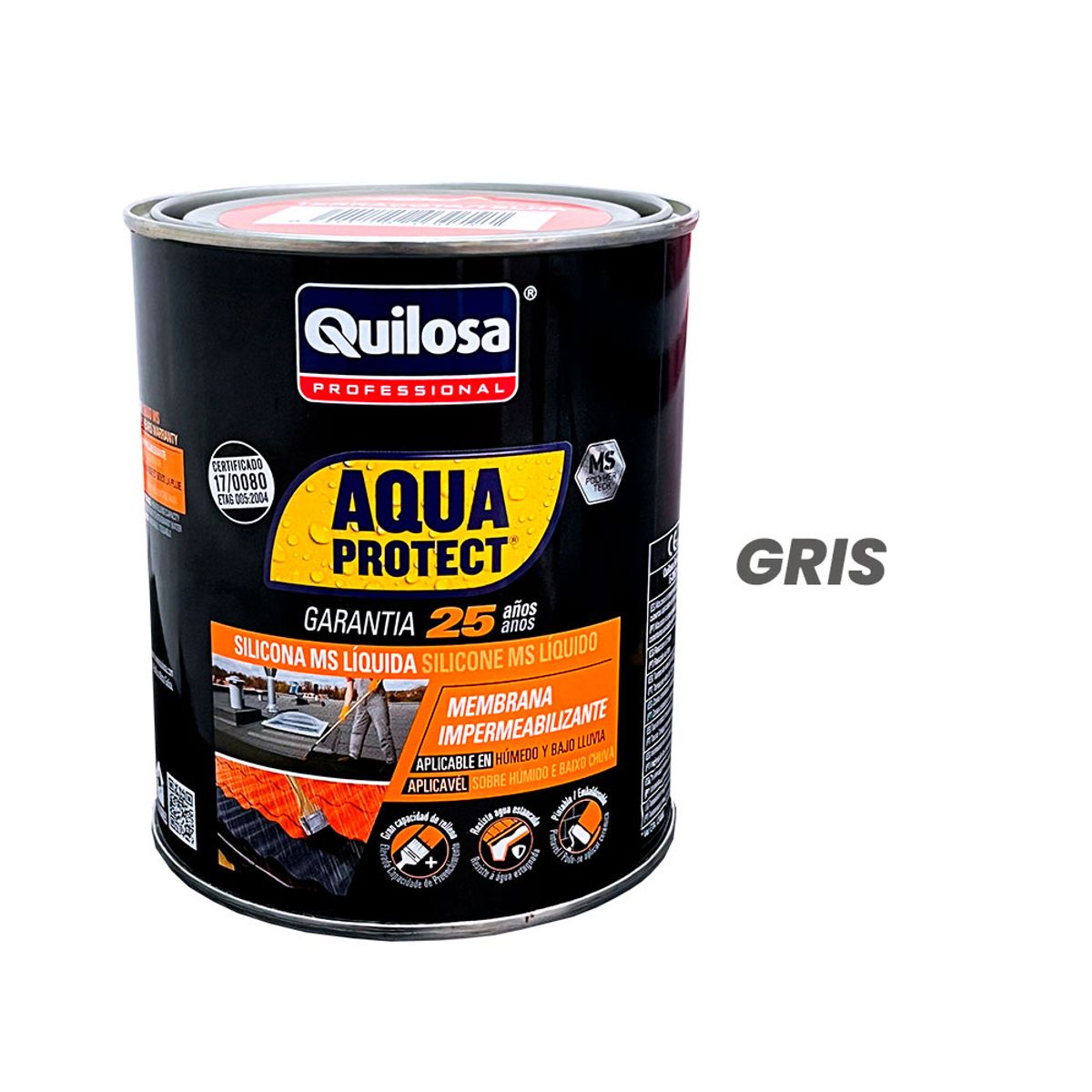 QUILOSA - Impermeabilizante reparador de goteras MS Líquida X 5 KG - Gris