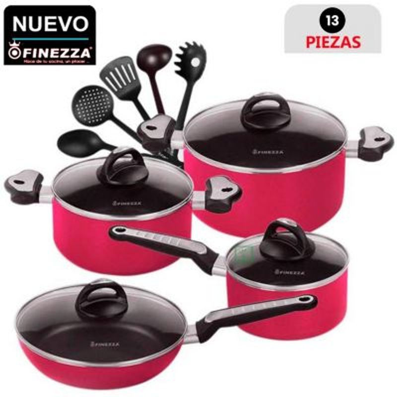 FINEZZA - Set de Ollas Antiadherentes FZ-1612T Fucsia