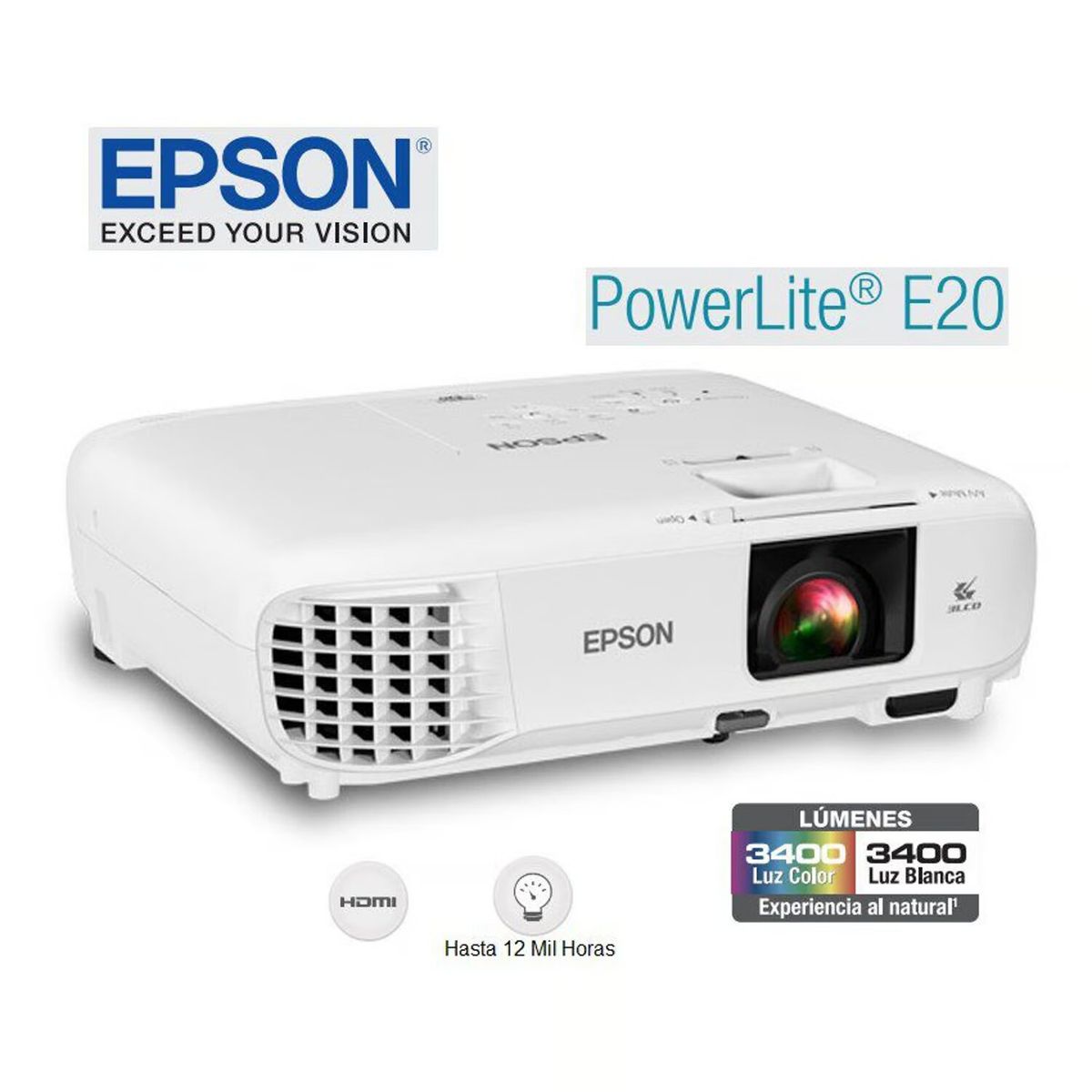 EPSON - Proyector epson powerlite e20 3400 lúmenes 1024x768 xga