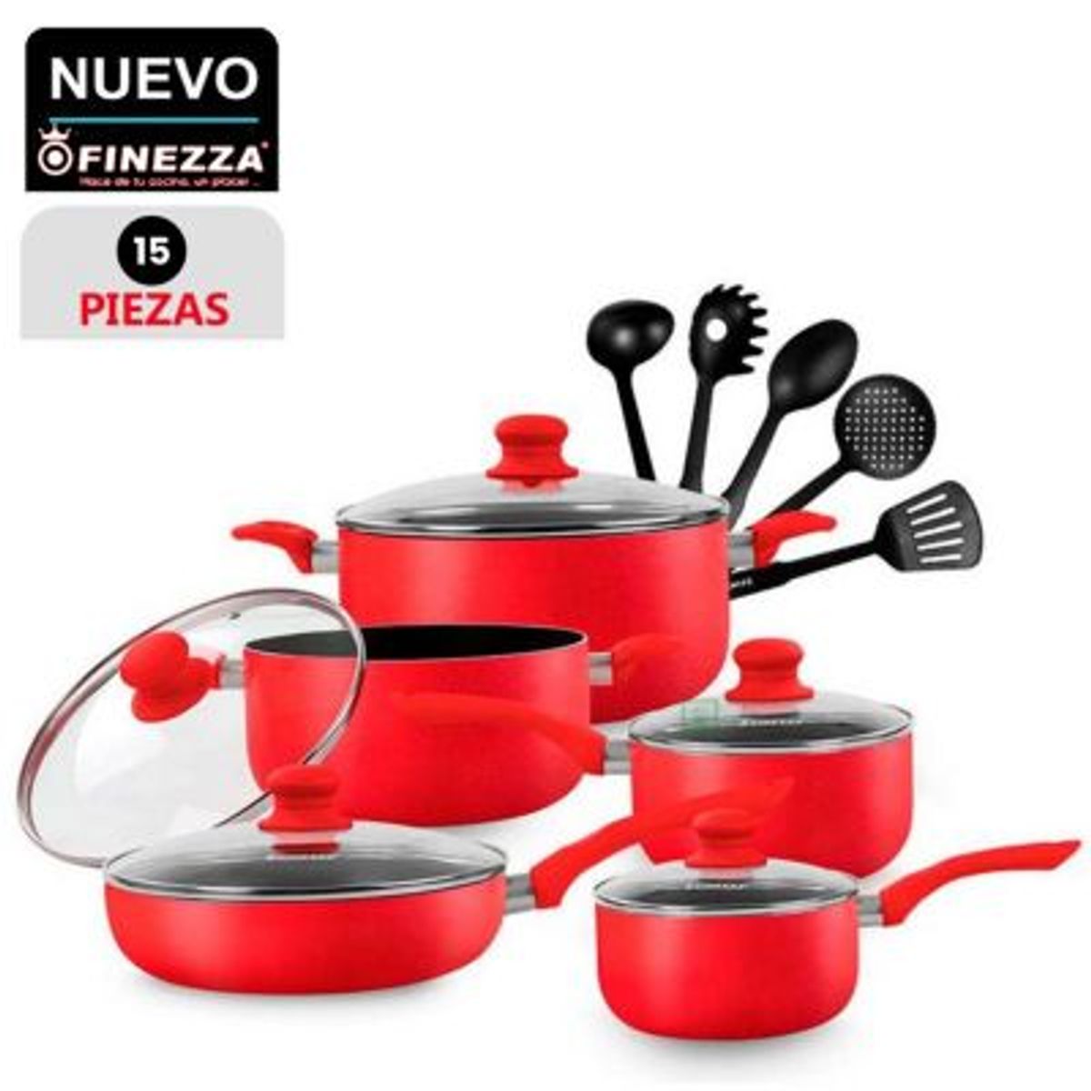 FINEZZA - Set de Ollas Antiadherentes Finezza FZ-1655T Rojo