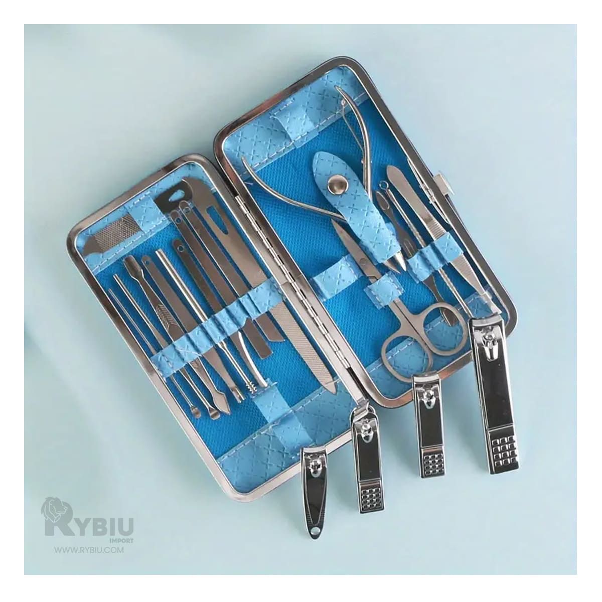 RYBIU IMPORT - Set de Pedicure Duradero en Color Celeste Y+Papel de Regalo