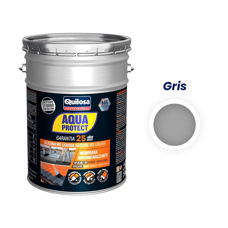 QUILOSA - Impermeabilizante reparador de goteras MS Líquida X 25 KG - Gris