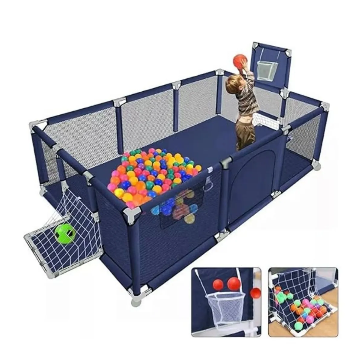 GENERICO - Corral Parque Infantil De Basquet Futbol + Pelotas - Niño