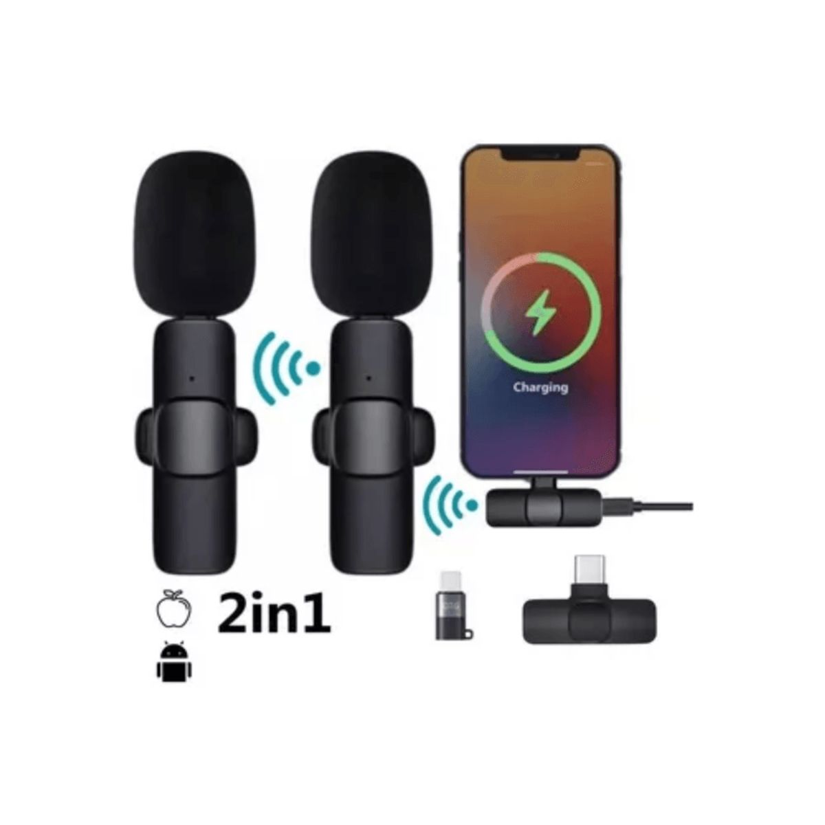 IMPORTADO MC - MICROFONO INALAMBRICO 2 K9 COMPATIBLE PARA IPHONE ANDROID TIPO C