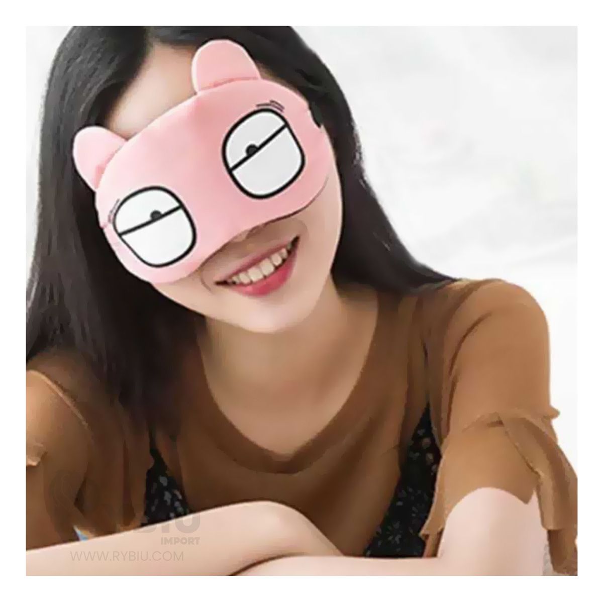 RYBIU IMPORT - Antifaz con Gel con Diseño de Ojos en Color Rosado