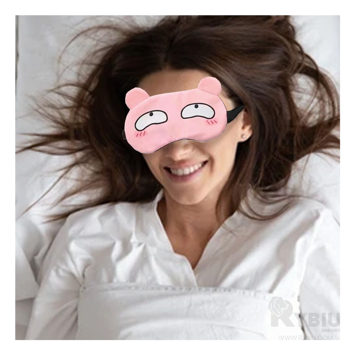 RYBIU IMPORT - Antifaz para Dormir con Gel Color Rosado Y+Regalo Stickers