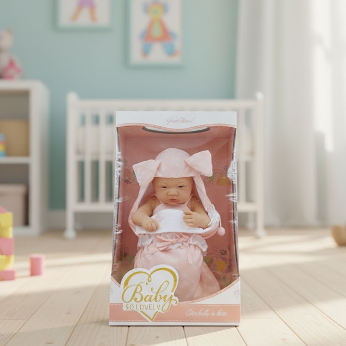 GENERICO - Muñeca bebé recién nacida SoLovey Manta de Conejo Rosa