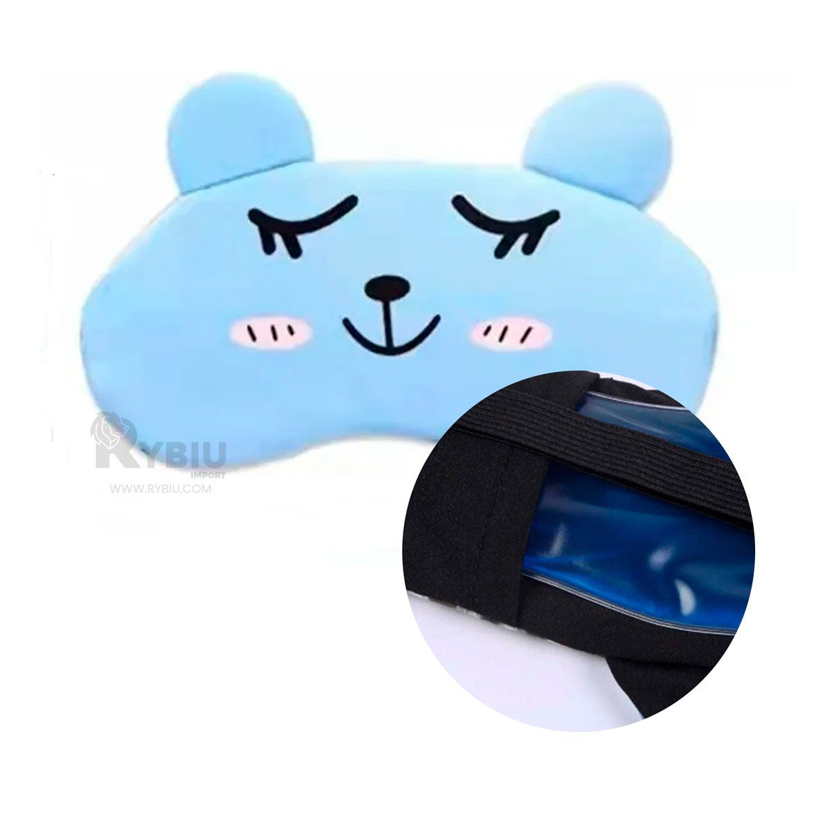 RYBIU IMPORT - Antifaz para Dormir con Gel Color Celeste Y+Regalo Stickers