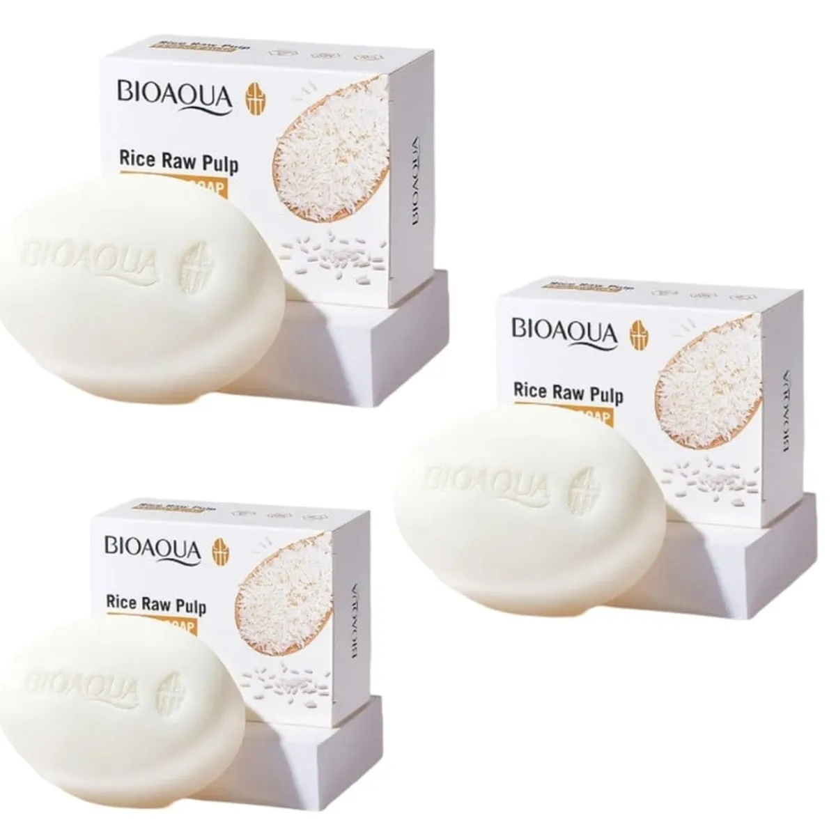 BIOAQUA - PACK 3 JABON ACLARANTE DE ARROZ 100G BIOAQUA