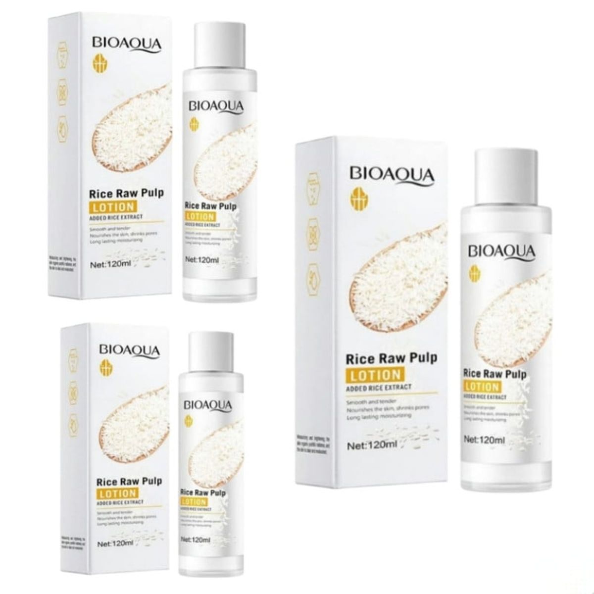 BIOAQUA - PACK 3 LOCIÓN FACIAL ARROZ RICE RAW PULP BIOAQUA