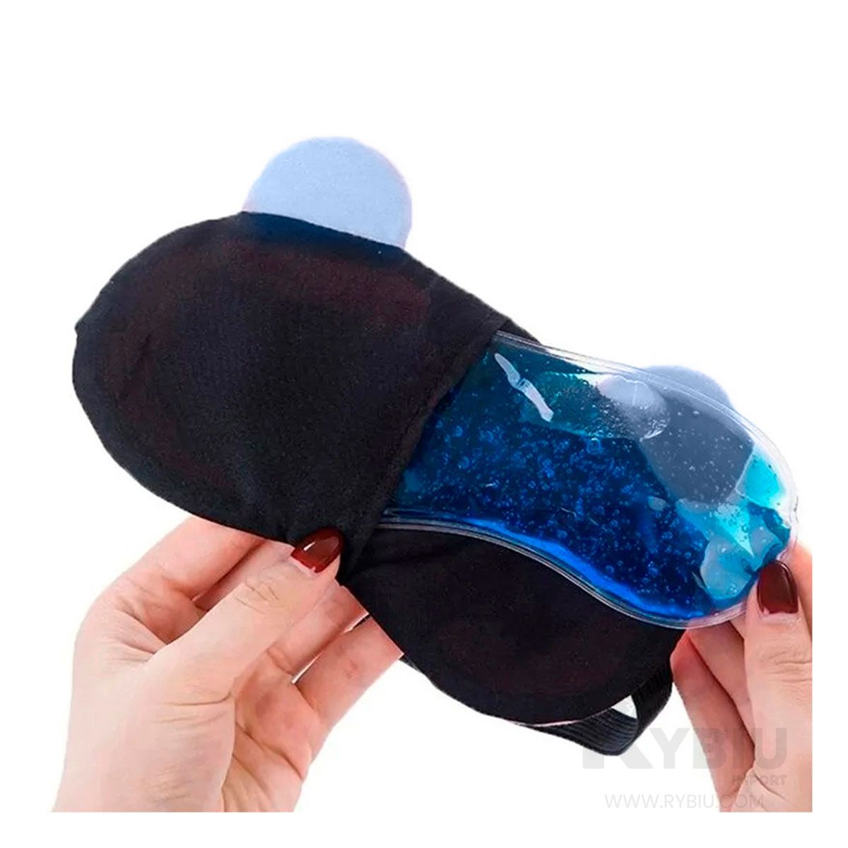RYBIU IMPORT - Antifaz de Sueño con Orejas Tono Celeste Y+Regalo Agendita