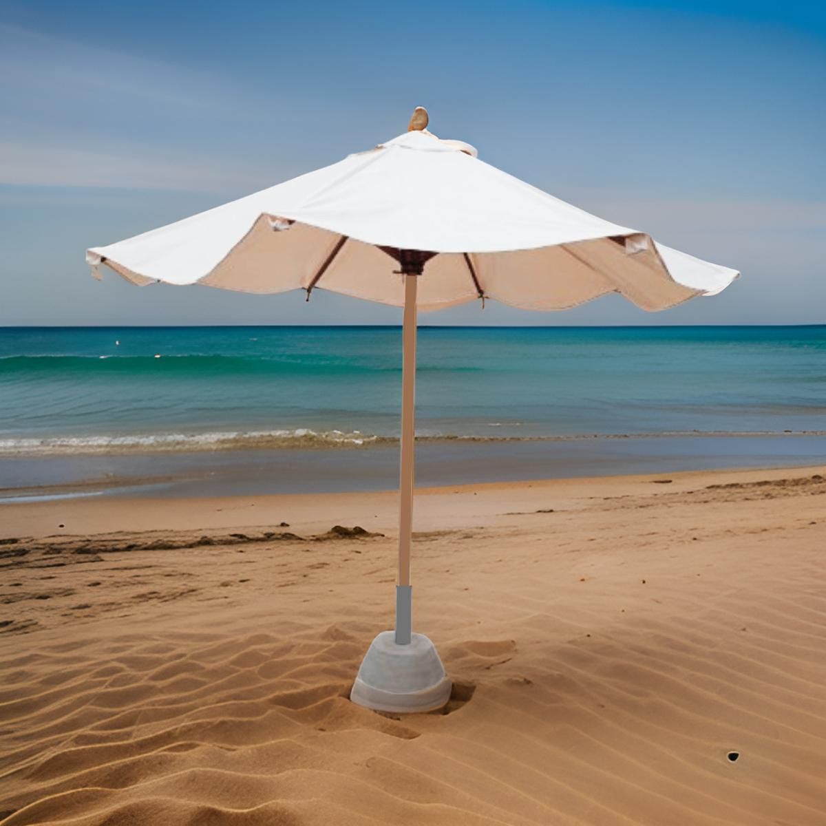 GENERICO - Sombrilla Gigante de madera CON BASE  Quitasol terraza de 3.10 mts