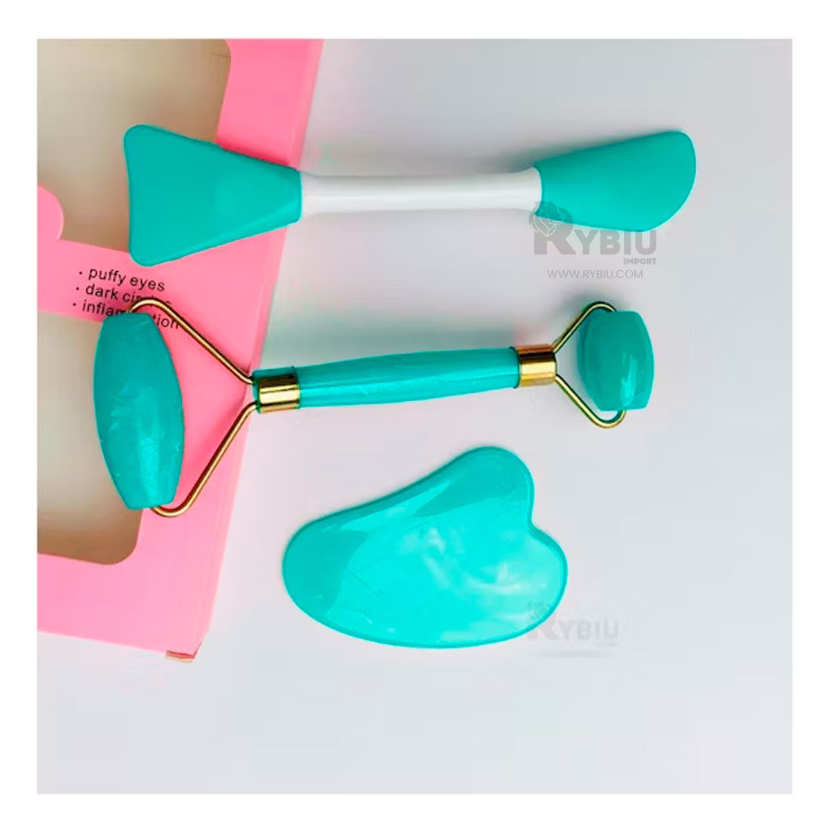 RYBIU IMPORT - Set para Limpieza de Rostro en Turquesa Y+Papel de Regalo_123