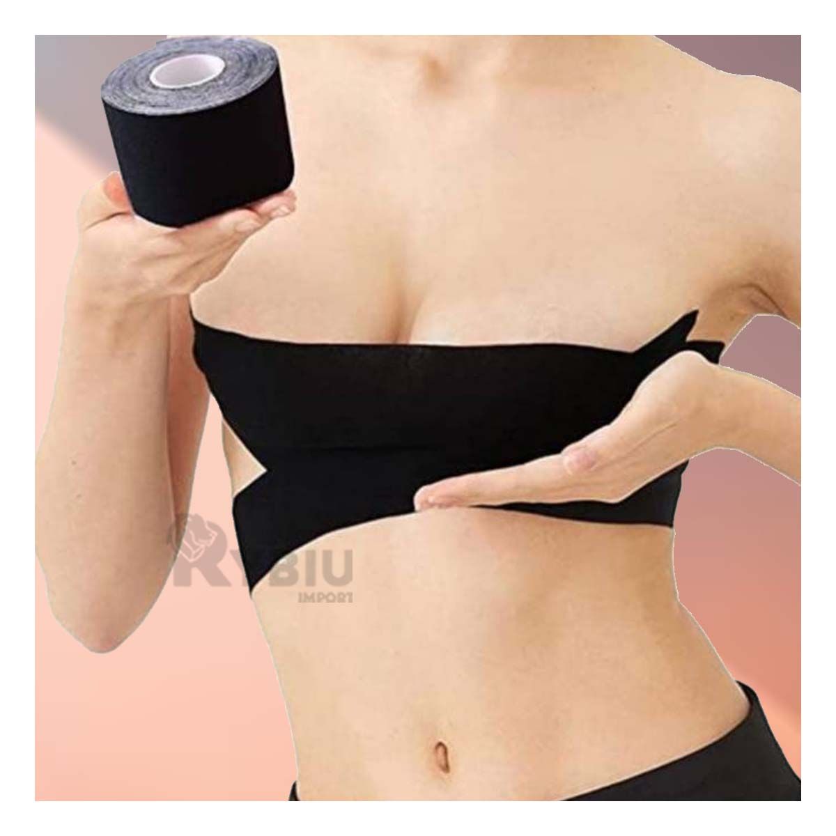 RYBIU IMPORT - Cinta Elevador de Busto Discreto en Negro Y+Papel de Regalo