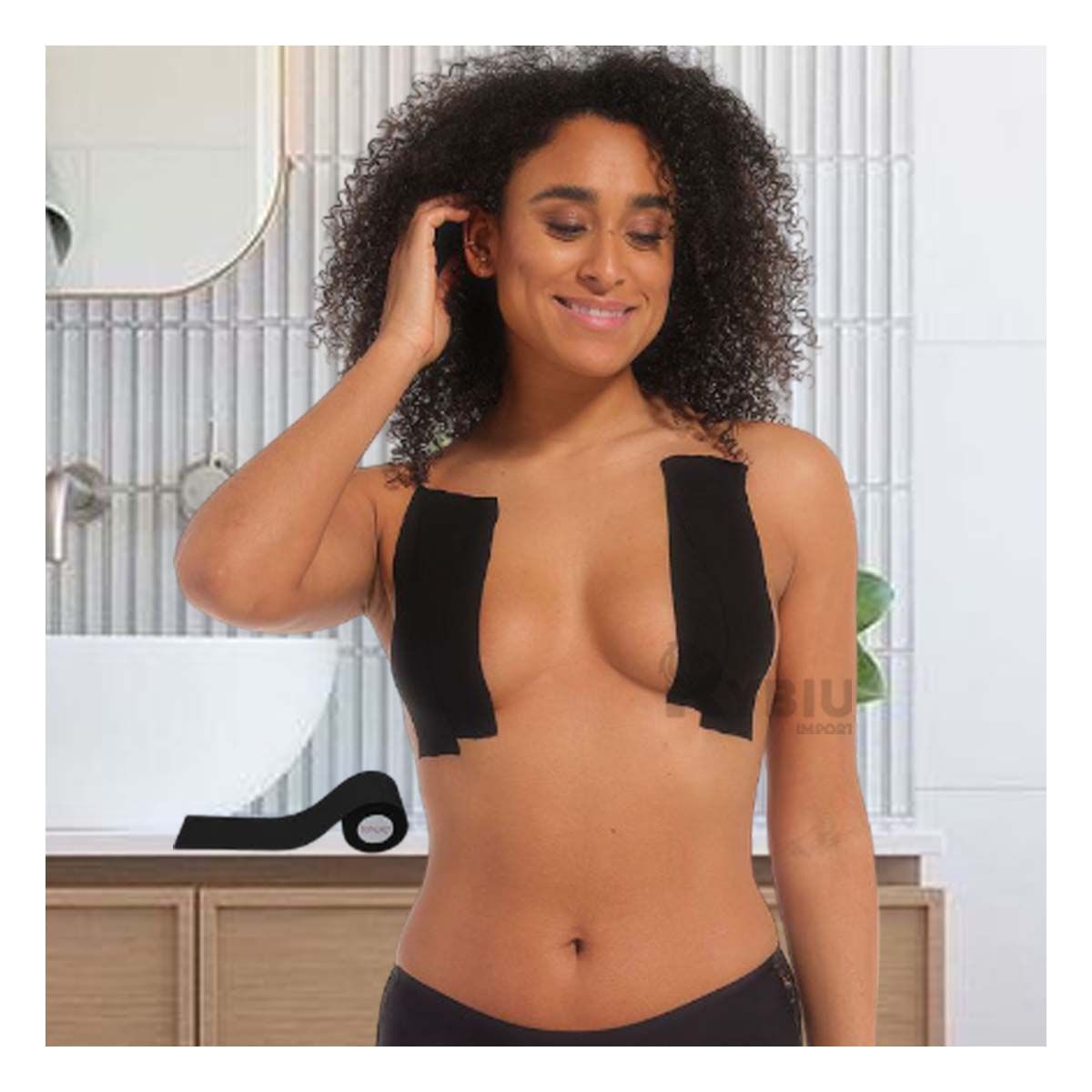 RYBIU IMPORT - Cinta Discreta para Levantar Senos Negro Y+Regalo Stickers