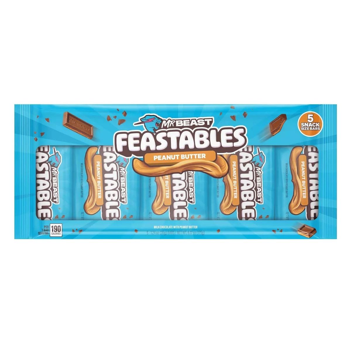 GENERICO - Chocolate de Leche con Mani Feastables Mr Beast 5 und x 35 g
