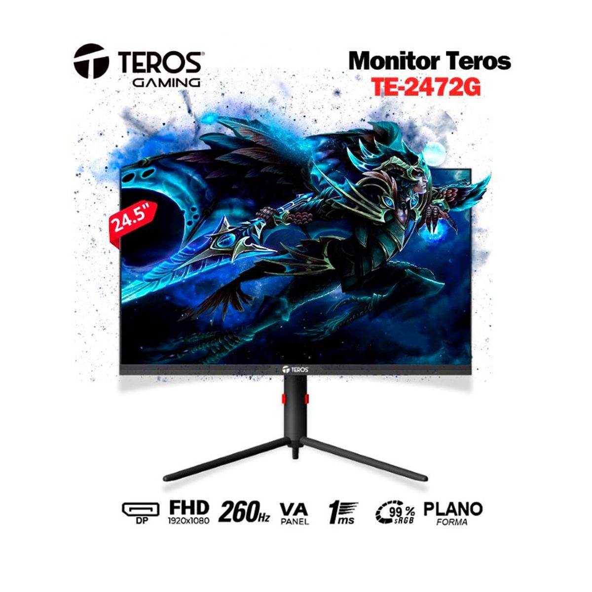 TEROS - Monitor GAMER Teros 2472G 245 PLANO FULLHD 260hz 1MS DISPLAYPORT HDMI PIVOTE
