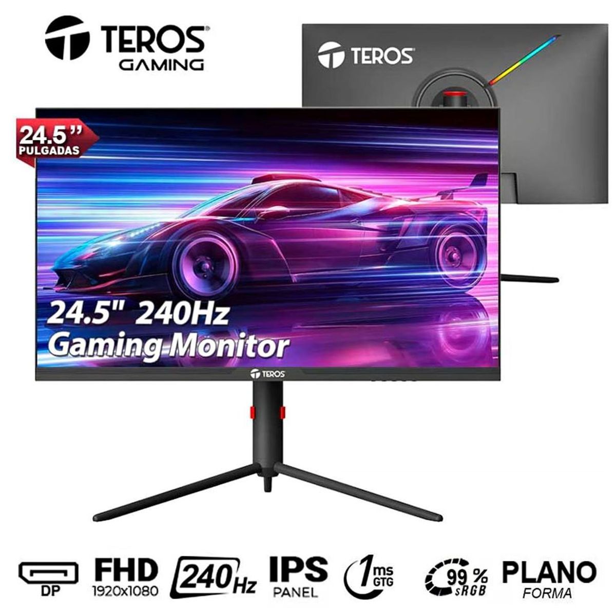TEROS - Monitor GAMER Teros 2472G 260hz 245 PLANO FULLHD 1MS DISPLAYPORT HDMI PIVOTE