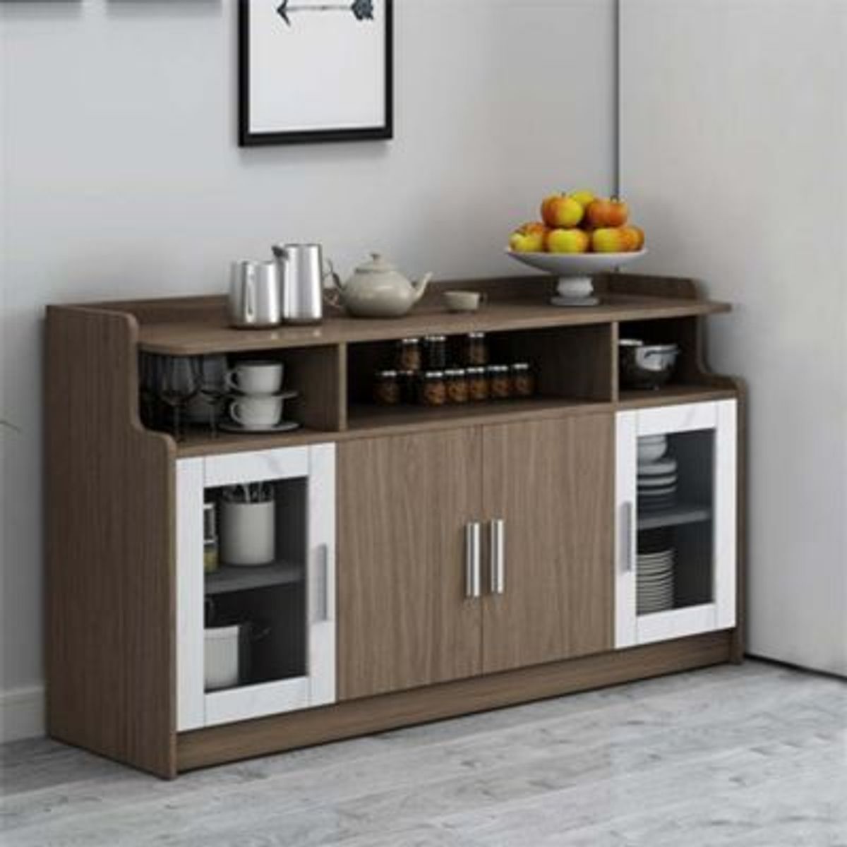 R&R MUEBLES - Mueble Organizador de Cocina Sophia 4 PuertasMarrón R&R MUEBLES