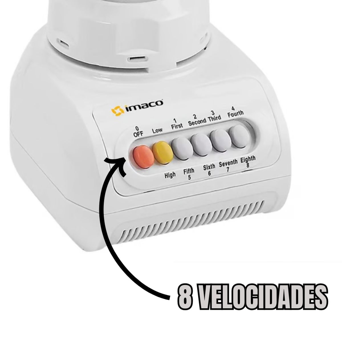IMACO - Licuadora Imaco Vaso de Vidrio 8 Velocidades BL888V - BLANCO
