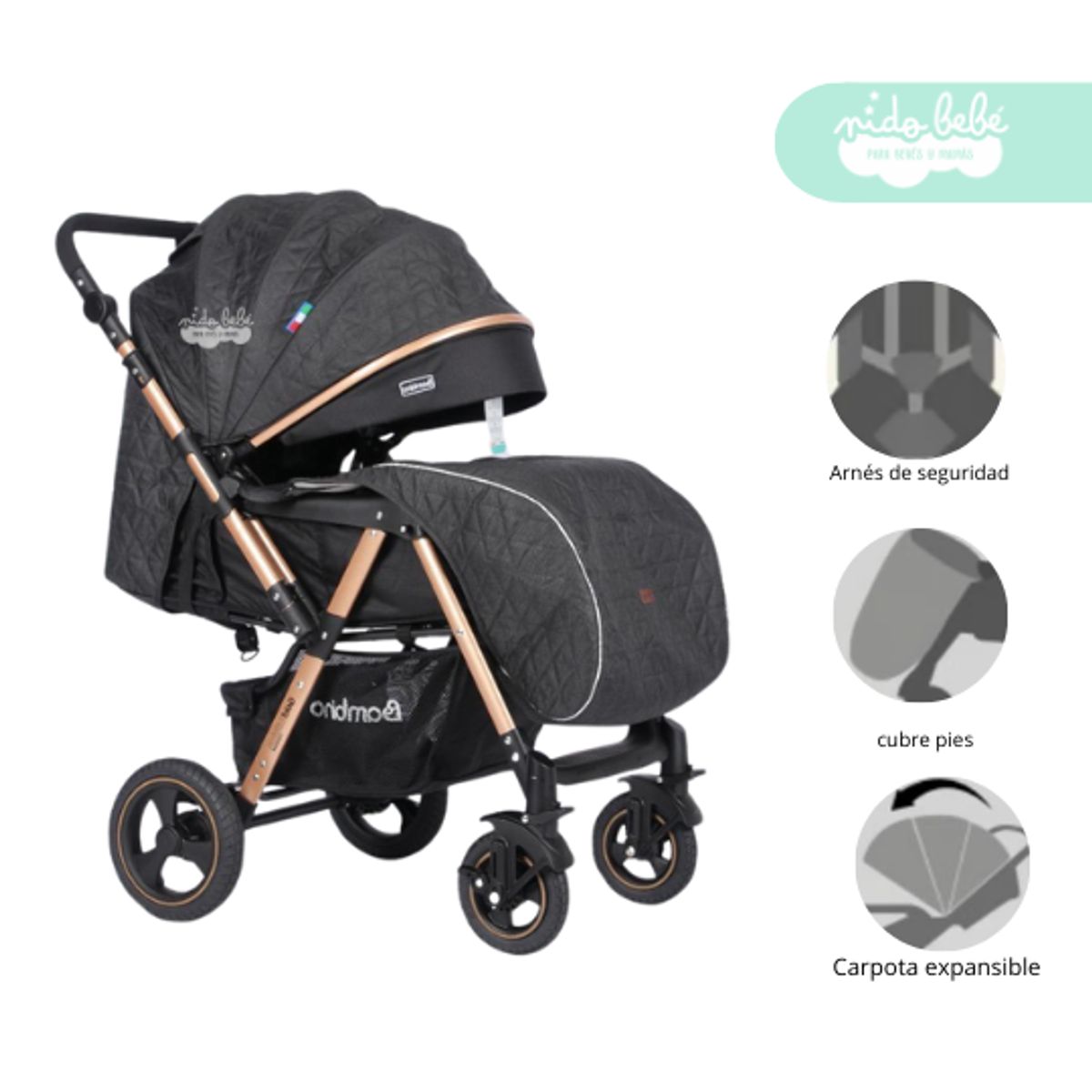 GENERICO - Coche Cuna Passo Bambino Deluxe Negro