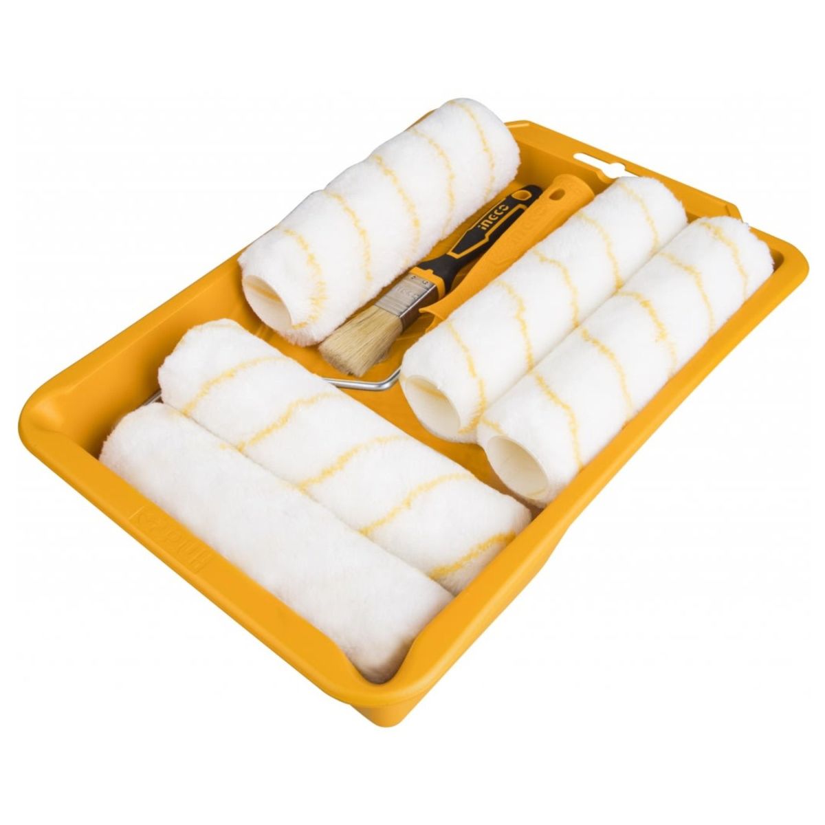 INGCO TOOLS - kit Rodillo para pintar 5 unidades, 1 Bandeja, 1 Brocha, FINO ACABADO