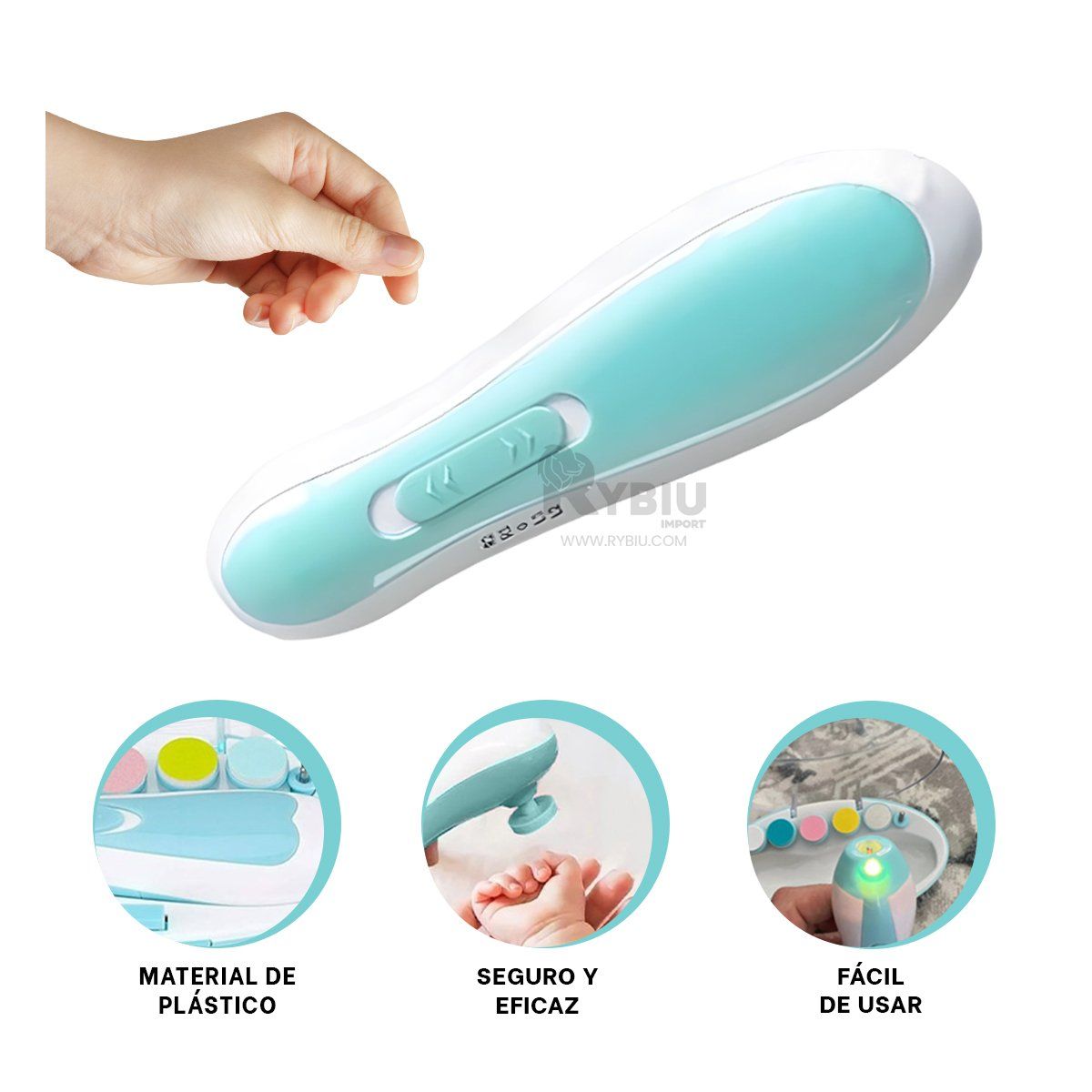 RYBIU IMPORT - Pulidor con Diseño Ergonomico en Celeste Y+Regalo Agendita