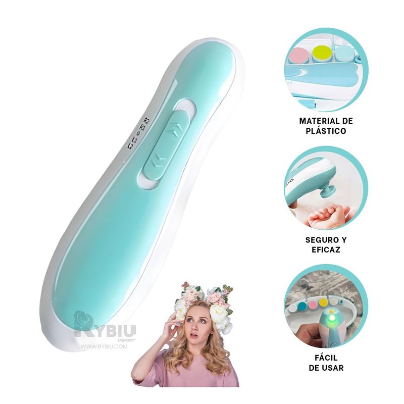 RYBIU IMPORT - Lima Adaptable de Uñas Baby Celeste Y+Post-it Adhesivos