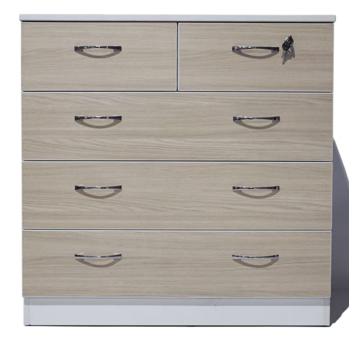 MUEBLES MACRUMO - Cómoda 5 Cajones Arena con cajón con seguro - Armado