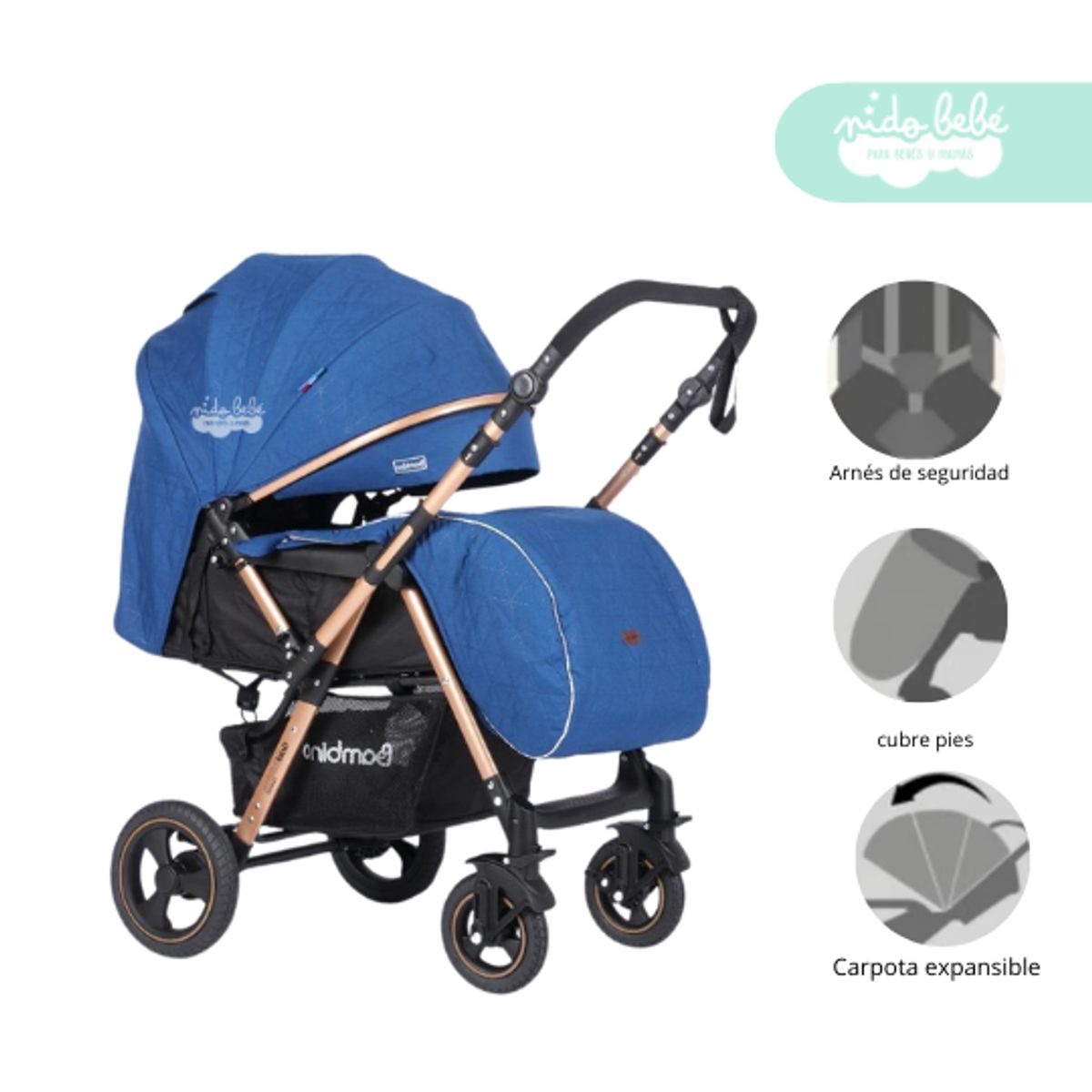 GENERICO - Coche Cuna Passo Bambino Deluxe Azul